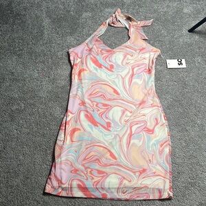 NWT Medium marbled halter bodycon mini dress